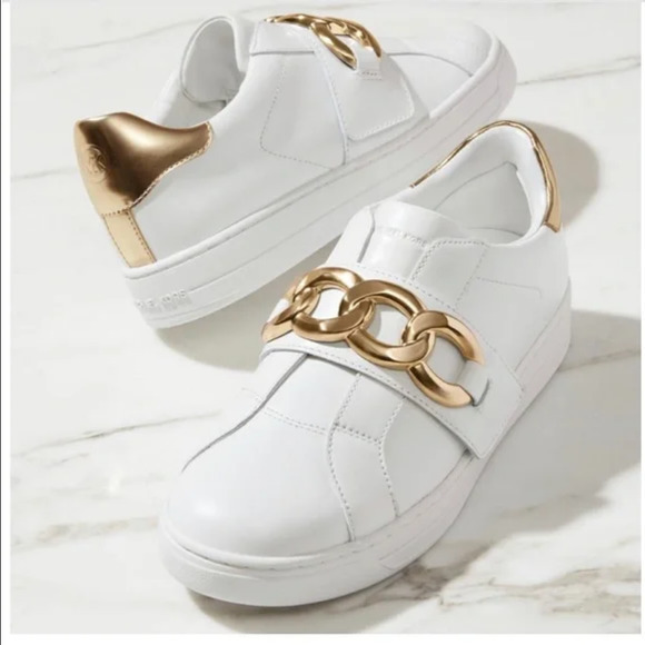 MICHAEL KORS Women's Kenna‎ Embellished Sneakers In Optic White Leather - Picture 11 of 11